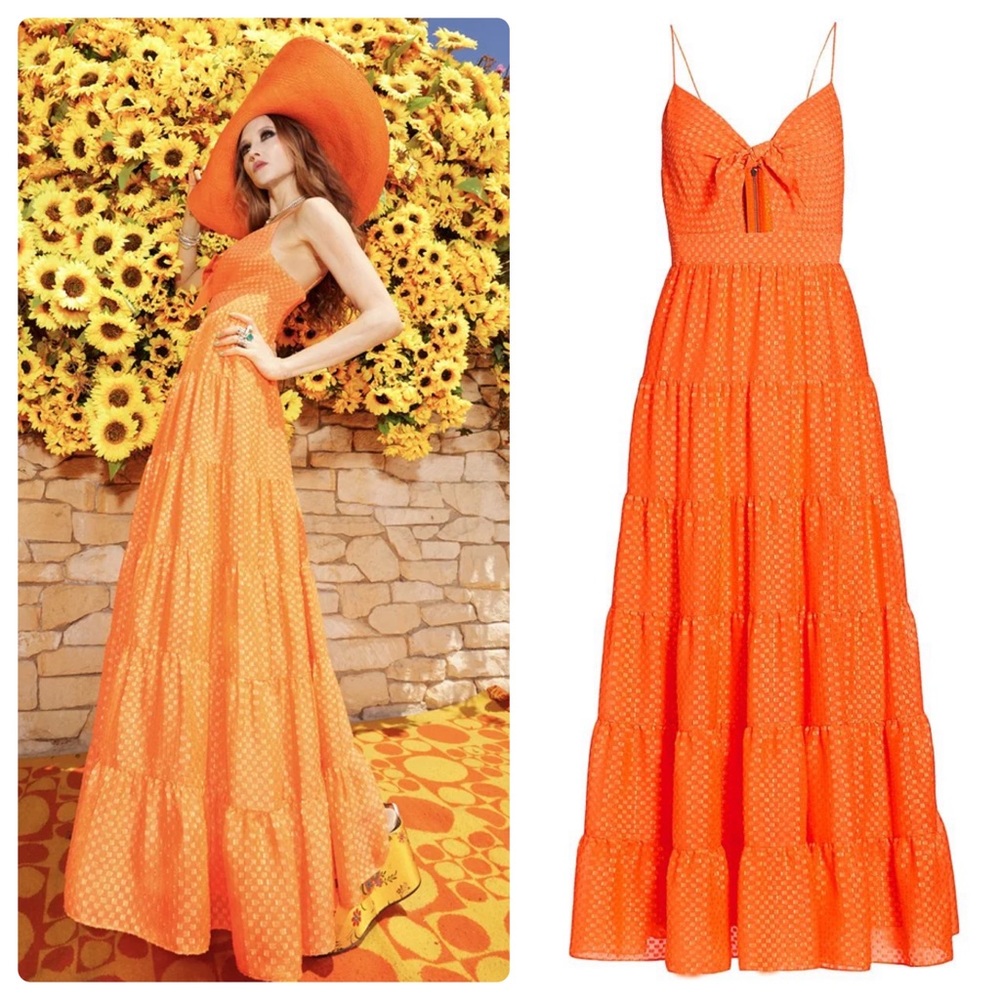 ALICE + OLIVIA Minka Tie Front Maxi Dress